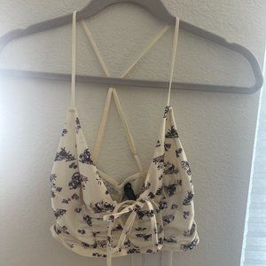Urban outfitters white and purple cropped spaghetti strap top